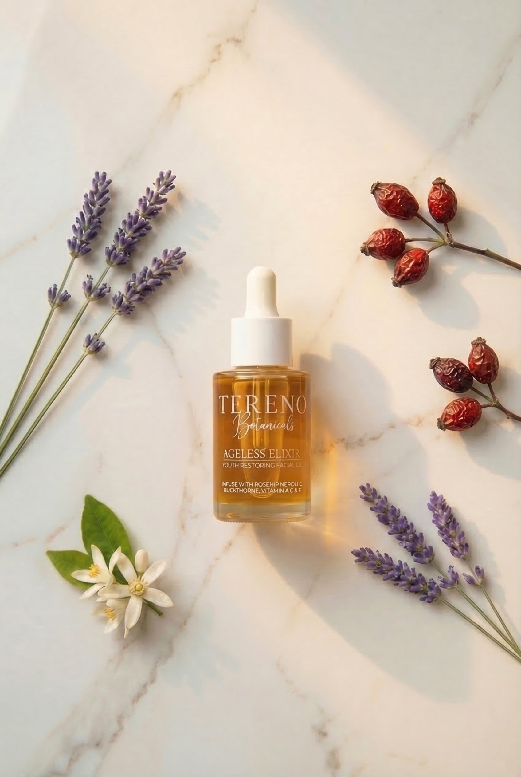 AGELESS ELIXIR Natural Facial Oil: Anti-Aging Facial Oil With Vitamin C And A - Tereno Botanicals