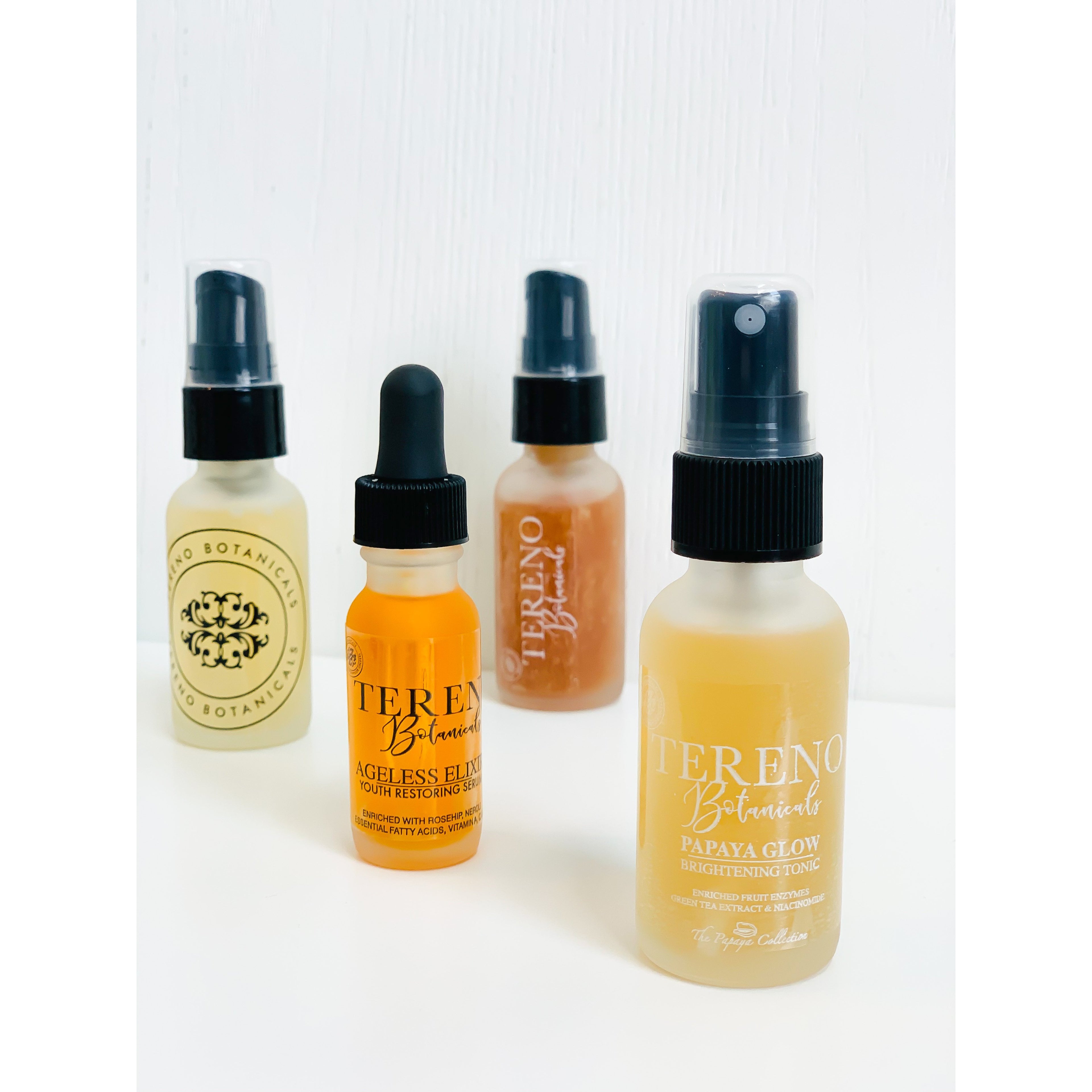 Mini Papaya Glow Set, 1 oz Glass Bottles: Diminish Hyperpigmentation, Age Spots, And Blemishes | Made With Willow Bark And Papaya Extract - Tereno Botanicals